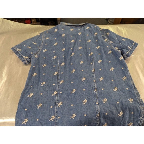 Vintage Denim & Co jeans wear womens M zipper front blue white embroidered top - Picture 10 of 10